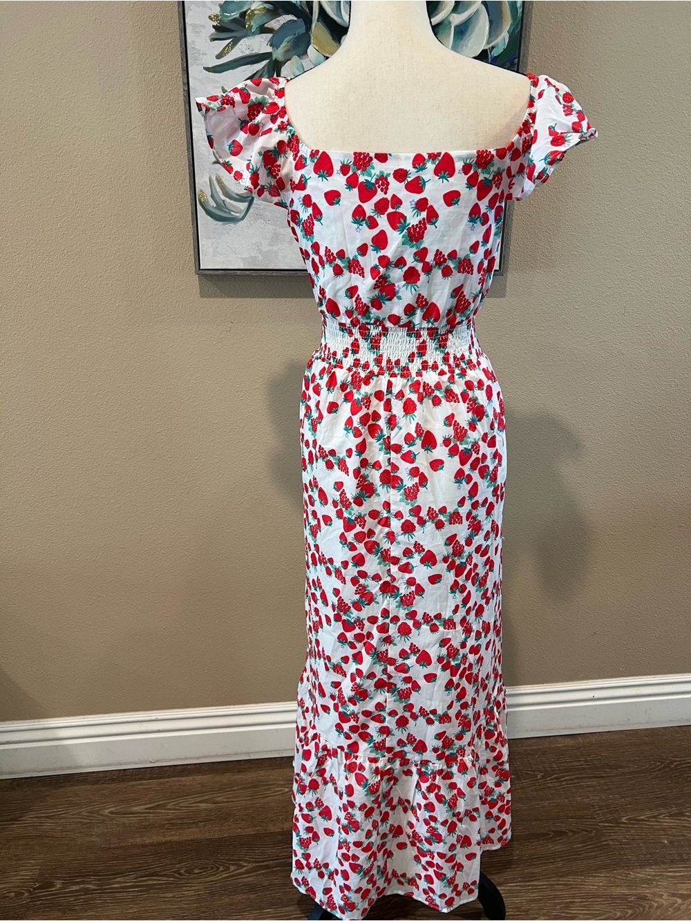 Betsey Johnson White Maxi Dress with Red Strawberry Print - Picture 8 of 11
